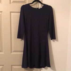 A-Line Navy Blue 3/4 Sleeve Dress